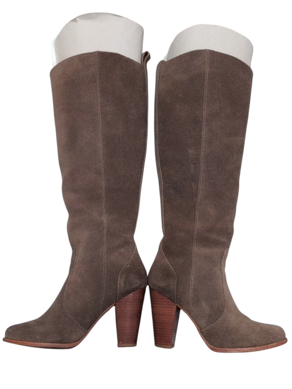 JOIE Womens Gray Pull Tab Dagny Round Toe Block Heel Leather Heeled Boots 37 - Picture 2 of 11